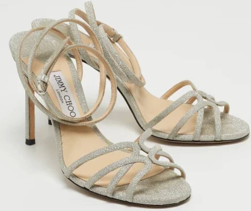 Jimmy Choo Pre-owned Fabric sandals Gray Dames