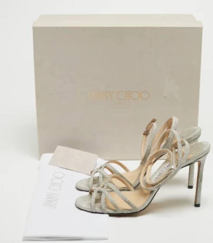 Jimmy Choo Pre-owned Fabric sandals Gray Dames