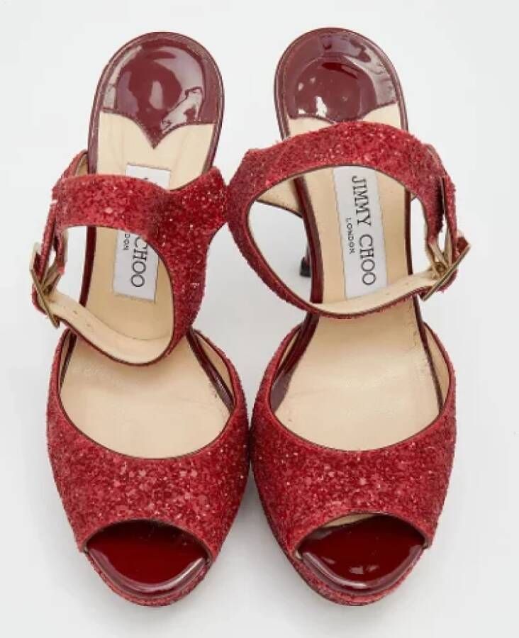 Jimmy Choo Pre-owned Fabric sandals Red Dames