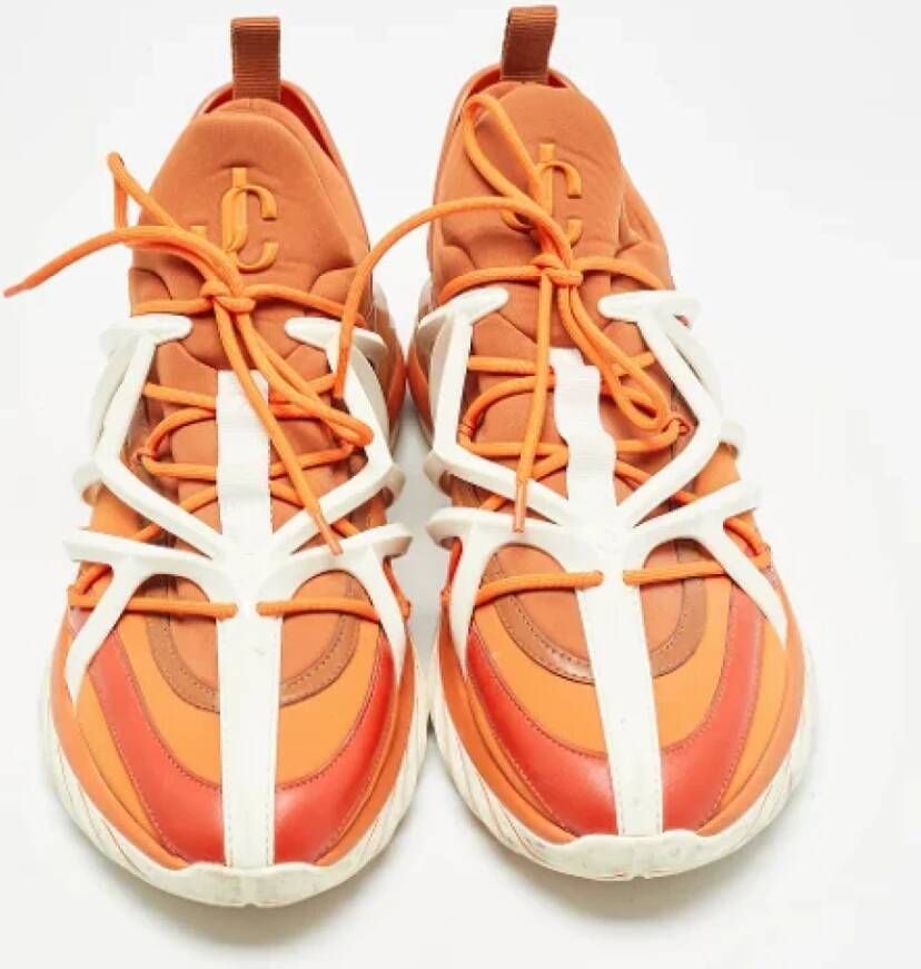 Jimmy Choo Pre-owned Fabric sneakers Orange Heren