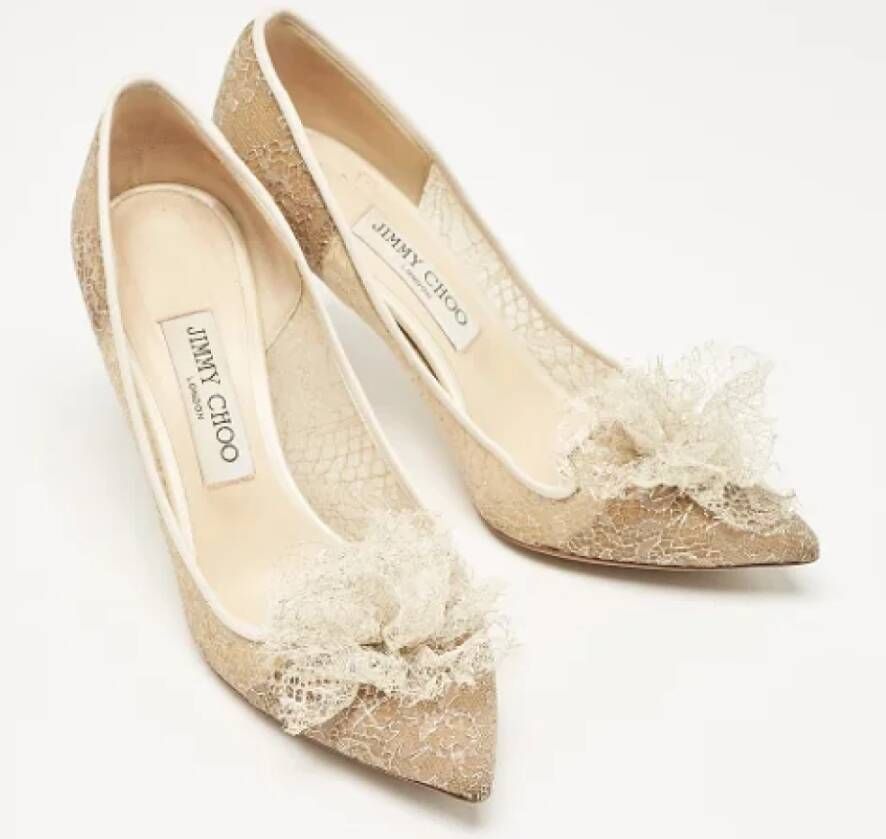 Jimmy Choo Pre-owned Lace heels Beige Dames