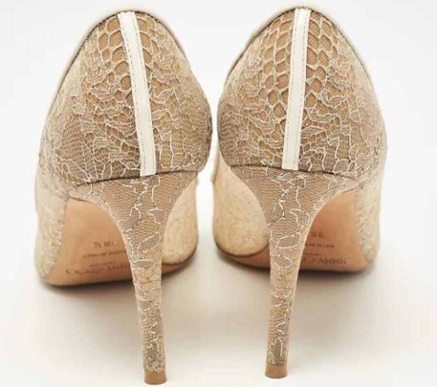 Jimmy Choo Pre-owned Lace heels Beige Dames