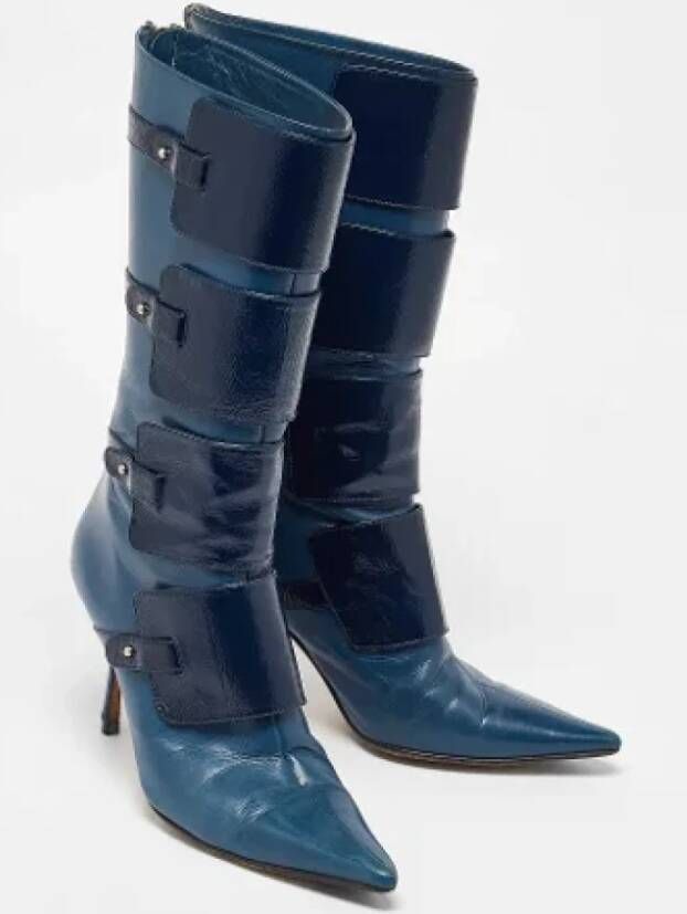 Jimmy Choo Pre-owned Leather boots Blue Dames