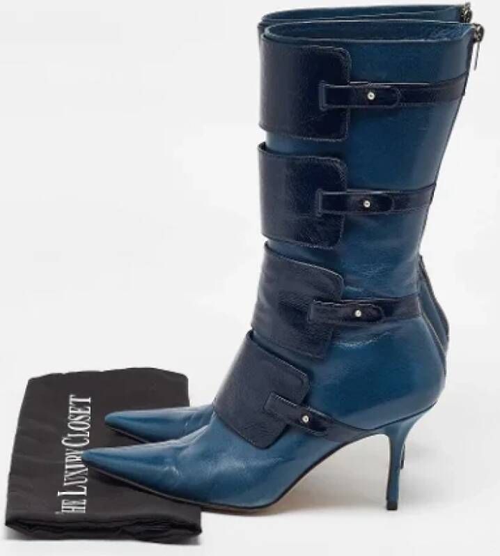 Jimmy Choo Pre-owned Leather boots Blue Dames