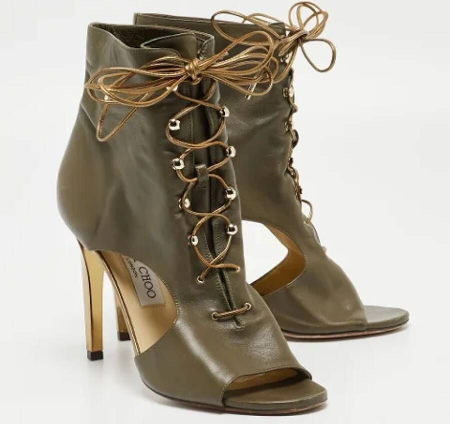 Jimmy Choo Pre-owned Leather boots Green Dames