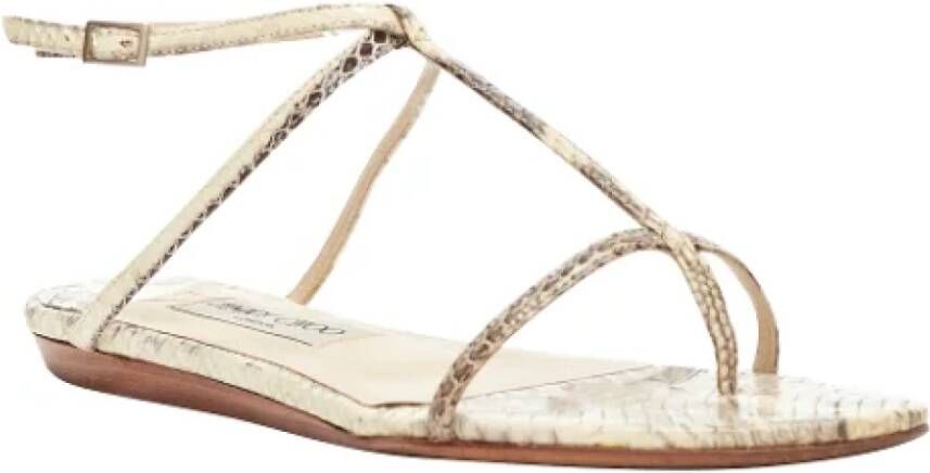 Jimmy Choo Pre-owned Leather flats Beige Dames