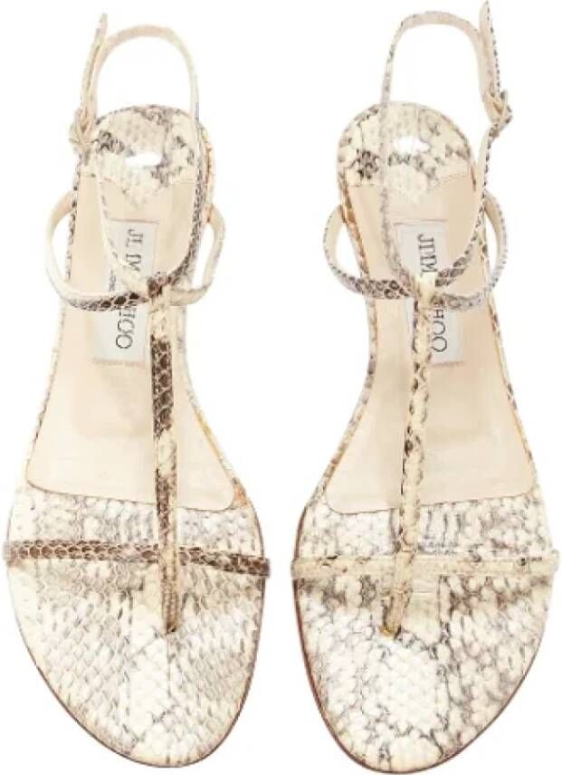 Jimmy Choo Pre-owned Leather flats Beige Dames