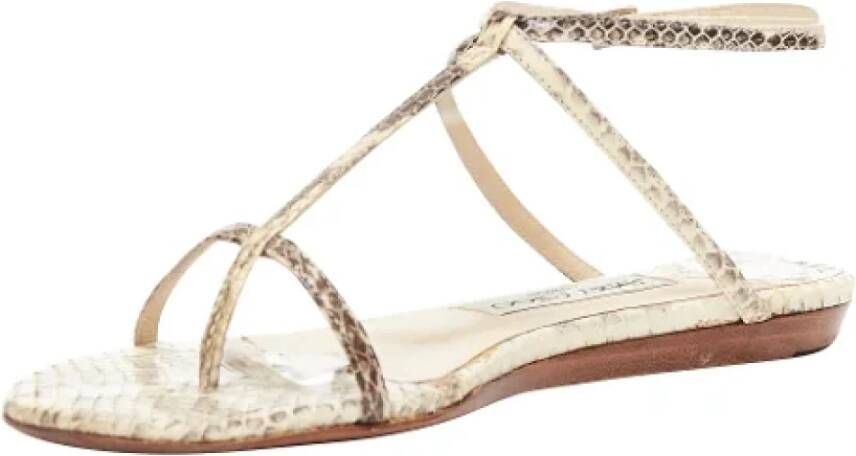 Jimmy Choo Pre-owned Leather flats Beige Dames