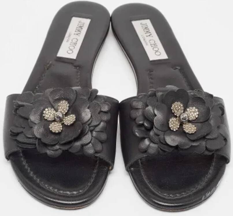 Jimmy Choo Pre-owned Leather flats Black Dames