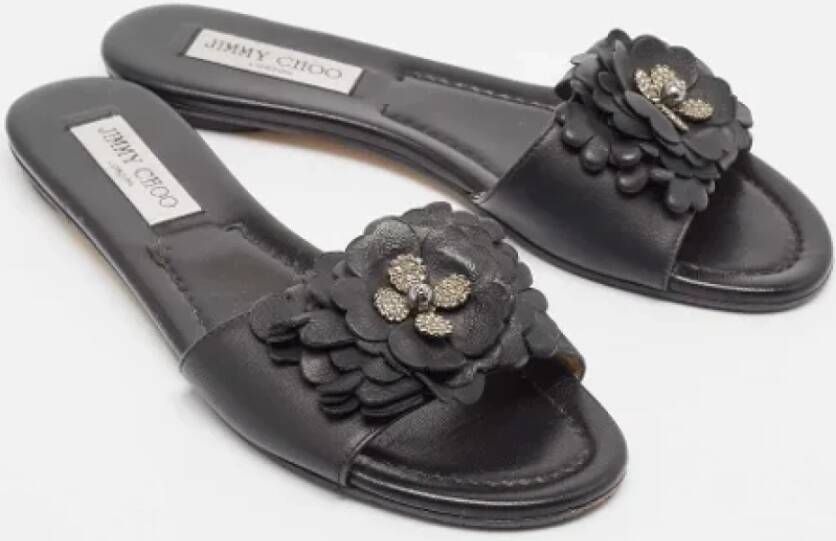 Jimmy Choo Pre-owned Leather flats Black Dames