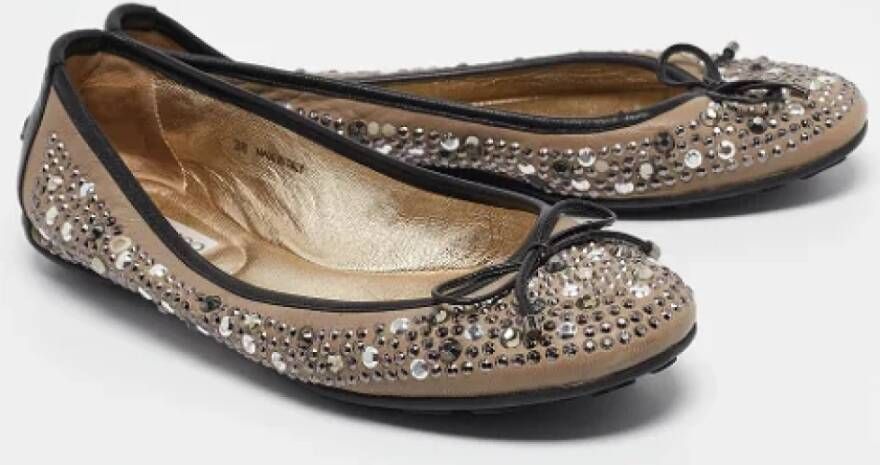 Jimmy Choo Pre-owned Leather flats Black Dames