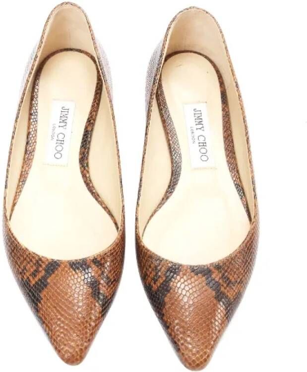 Jimmy Choo Pre-owned Leather flats Brown Dames