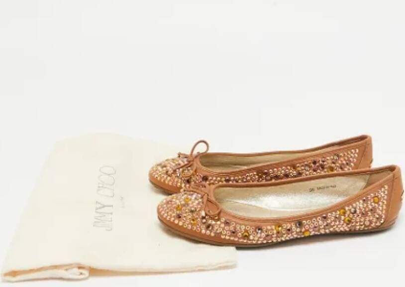 Jimmy Choo Pre-owned Leather flats Brown Dames