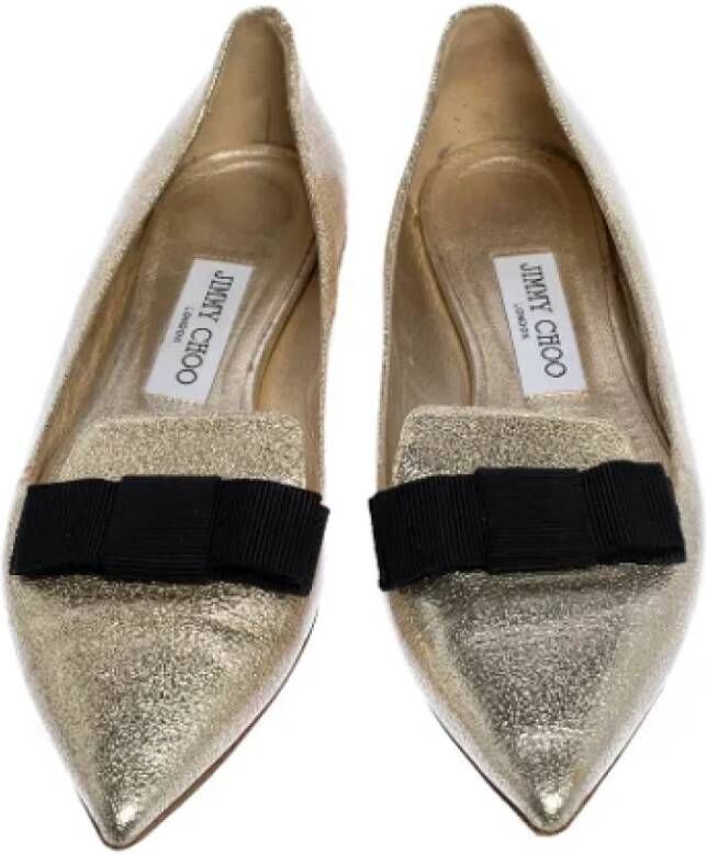 Jimmy Choo Pre-owned Leather flats Gray Dames