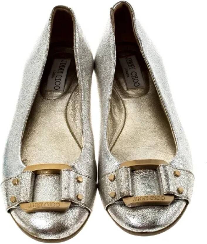 Jimmy Choo Pre-owned Leather flats Gray Dames