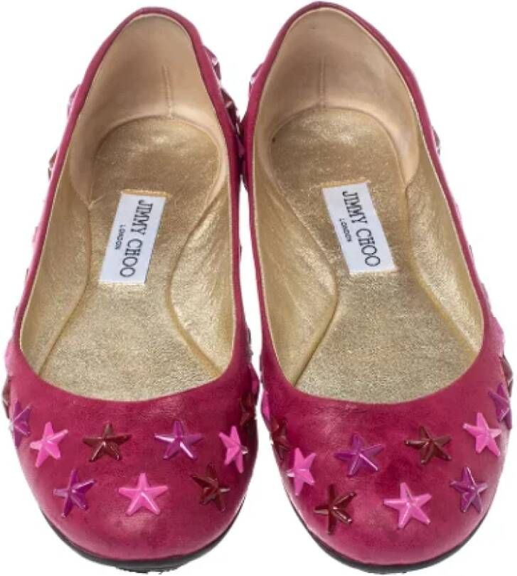 Jimmy Choo Pre-owned Leather flats Pink Dames