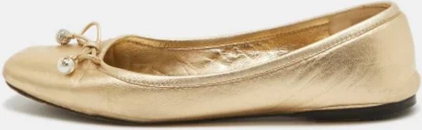 Jimmy Choo Pre-owned Leather flats Yellow Dames