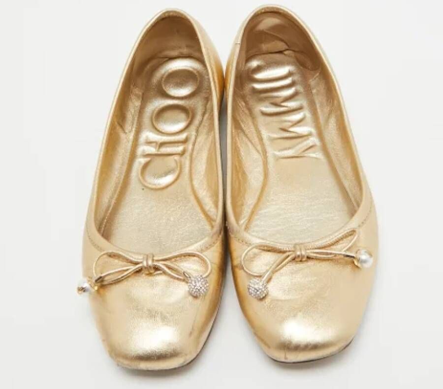 Jimmy Choo Pre-owned Leather flats Yellow Dames