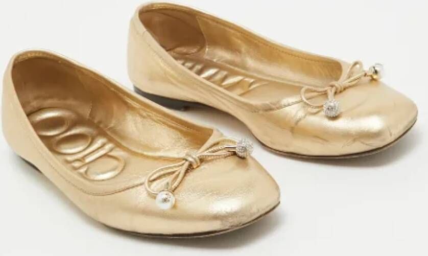 Jimmy Choo Pre-owned Leather flats Yellow Dames