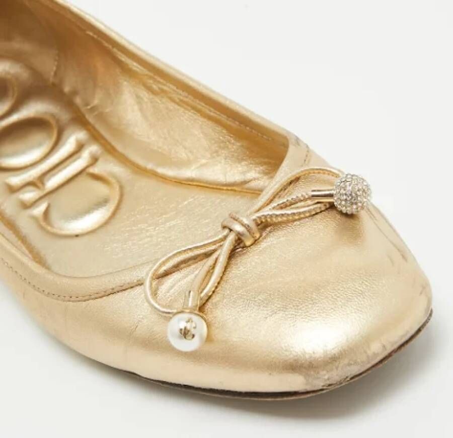 Jimmy Choo Pre-owned Leather flats Yellow Dames