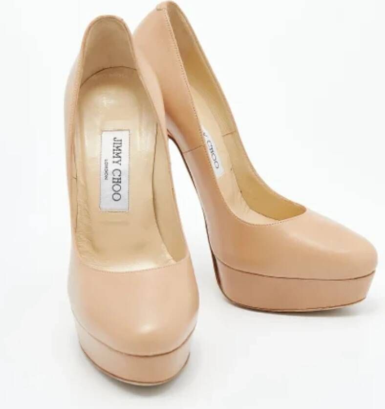 Jimmy Choo Pre-owned Leather heels Beige Dames