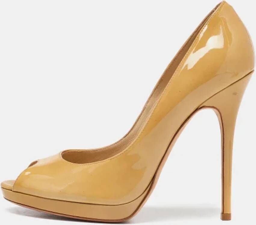 Jimmy Choo Pre-owned Leather heels Beige Dames