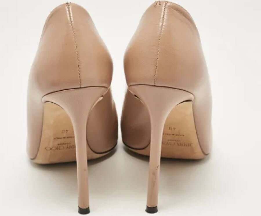 Jimmy Choo Pre-owned Leather heels Beige Dames