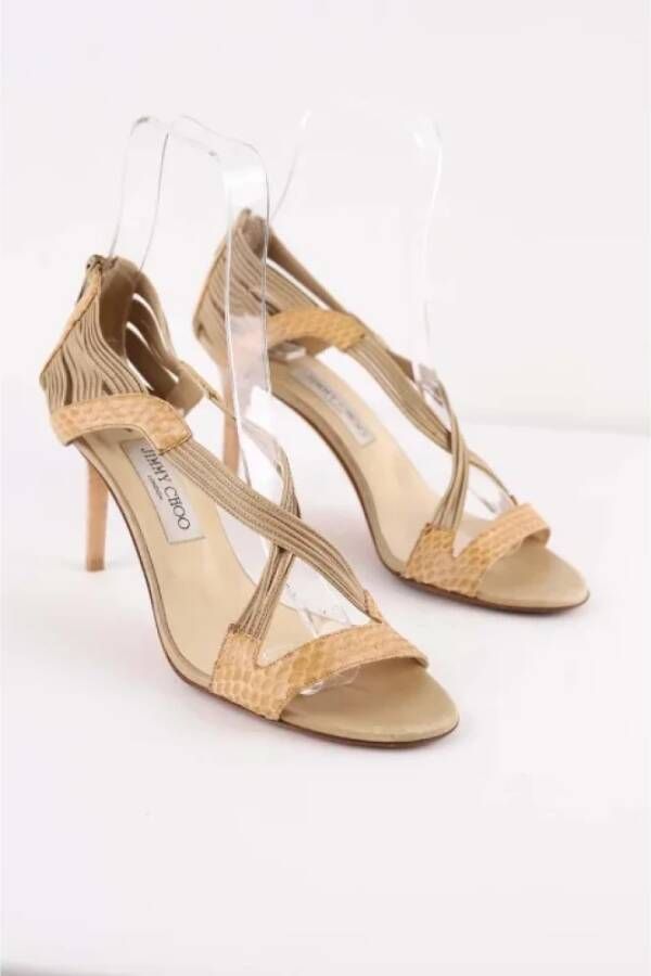 Jimmy Choo Pre-owned Leather heels Beige Dames