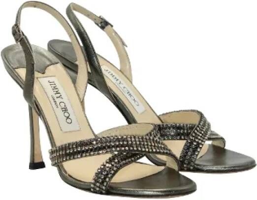 Jimmy Choo Pre-owned Leather heels Gray Dames