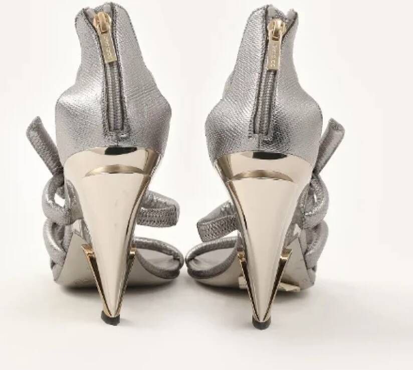 Jimmy Choo Pre-owned Leather heels Gray Dames