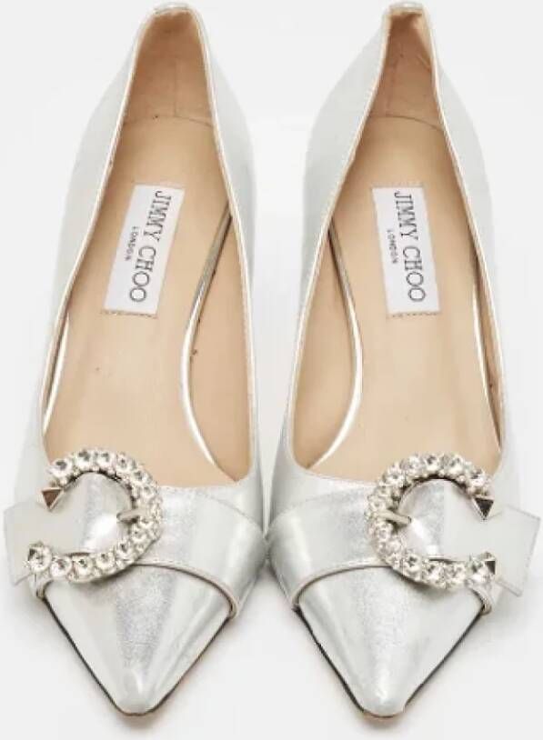 Jimmy Choo Pre-owned Leather heels Gray Dames