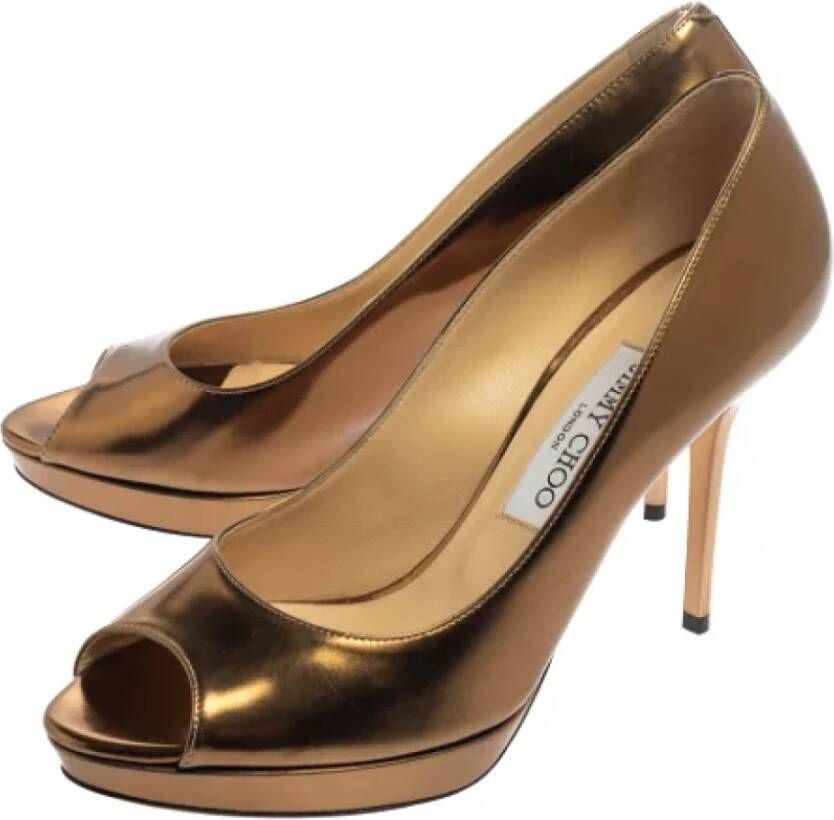 Jimmy Choo Pre-owned Leather heels Yellow Dames