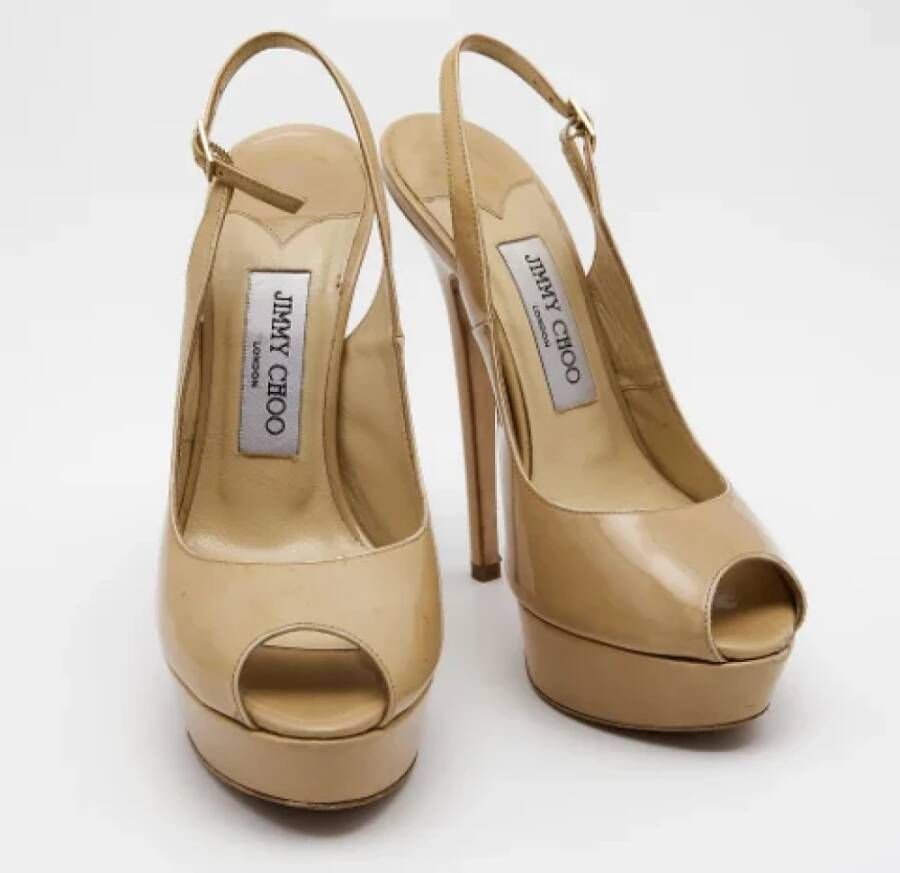 Jimmy Choo Pre-owned Leather sandals Beige Dames