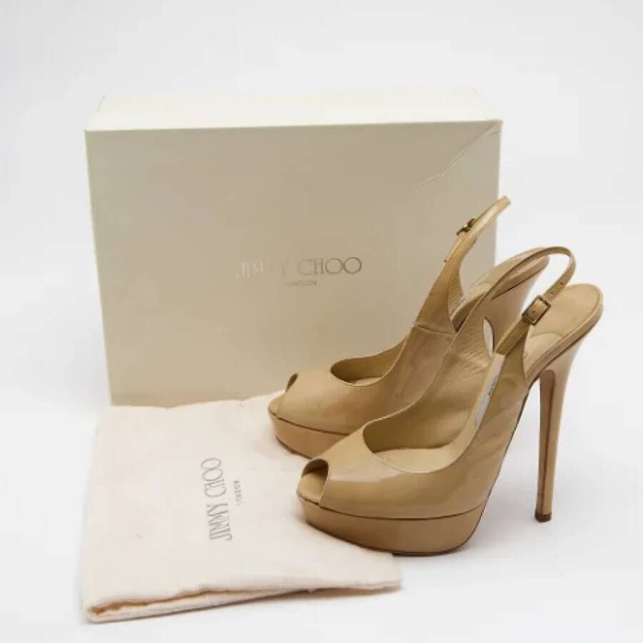 Jimmy Choo Pre-owned Leather sandals Beige Dames