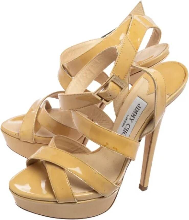 Jimmy Choo Pre-owned Leather sandals Beige Dames