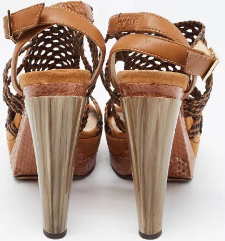 Jimmy Choo Pre-owned Leather sandals Beige Dames