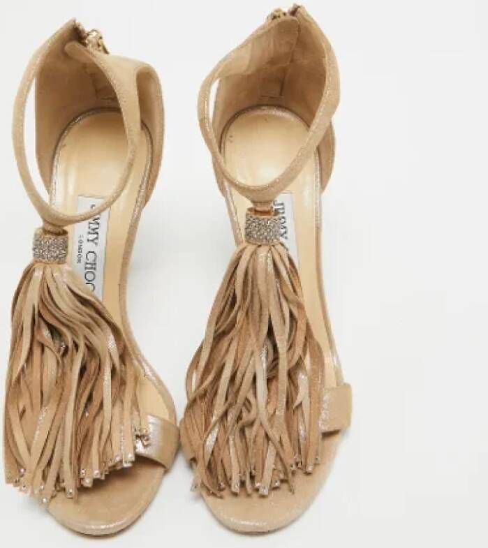 Jimmy Choo Pre-owned Leather sandals Beige Dames