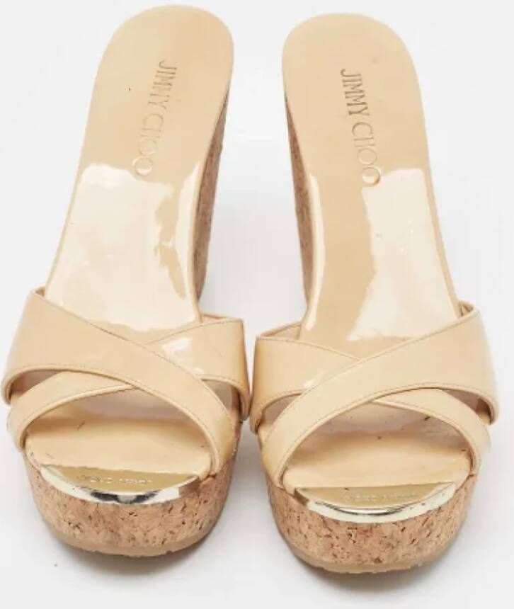 Jimmy Choo Pre-owned Leather sandals Beige Dames