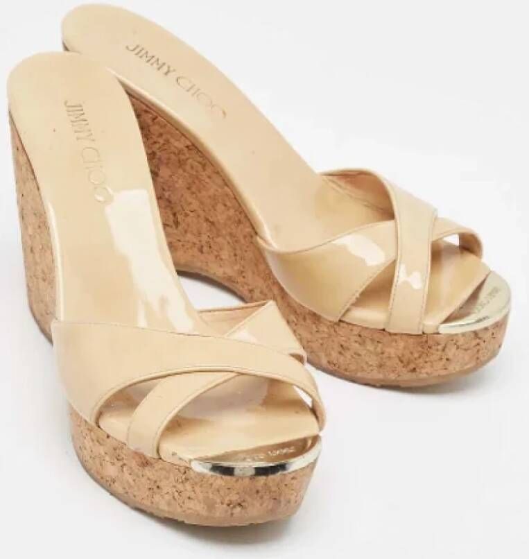 Jimmy Choo Pre-owned Leather sandals Beige Dames