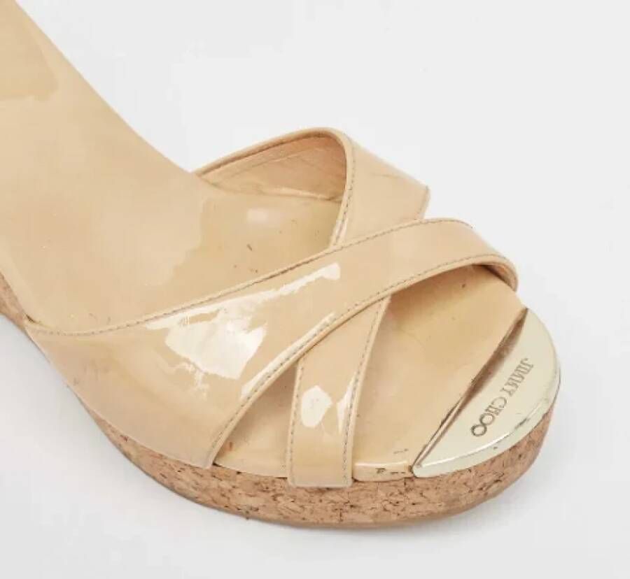 Jimmy Choo Pre-owned Leather sandals Beige Dames