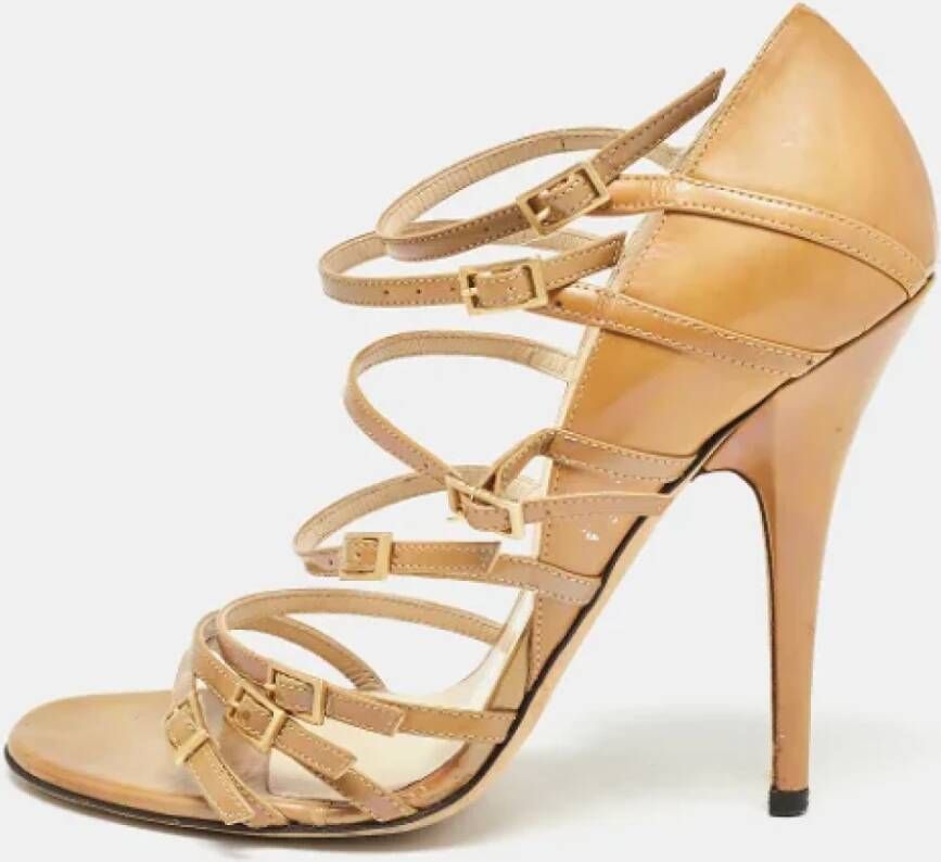 Jimmy Choo Pre-owned Leather sandals Beige Dames