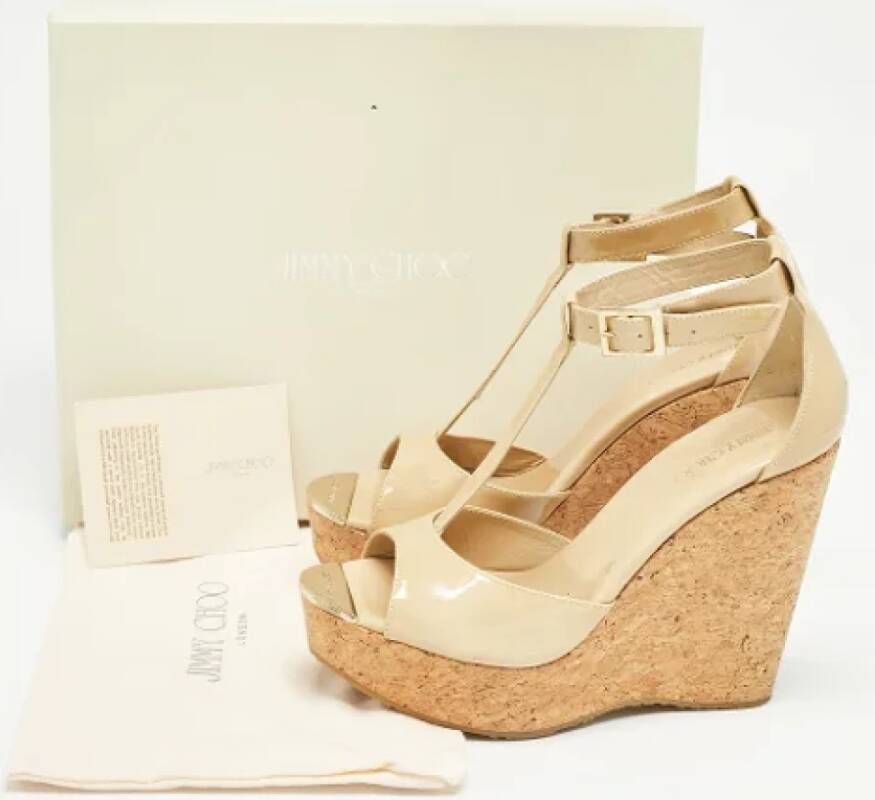 Jimmy Choo Pre-owned Leather sandals Beige Dames