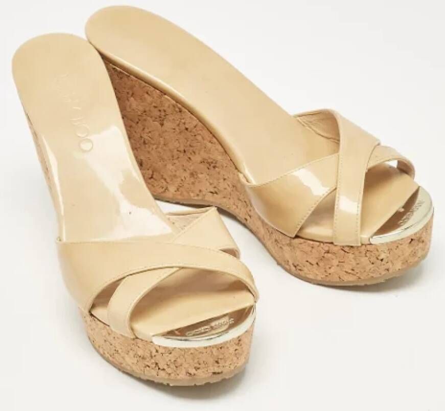 Jimmy Choo Pre-owned Leather sandals Beige Dames