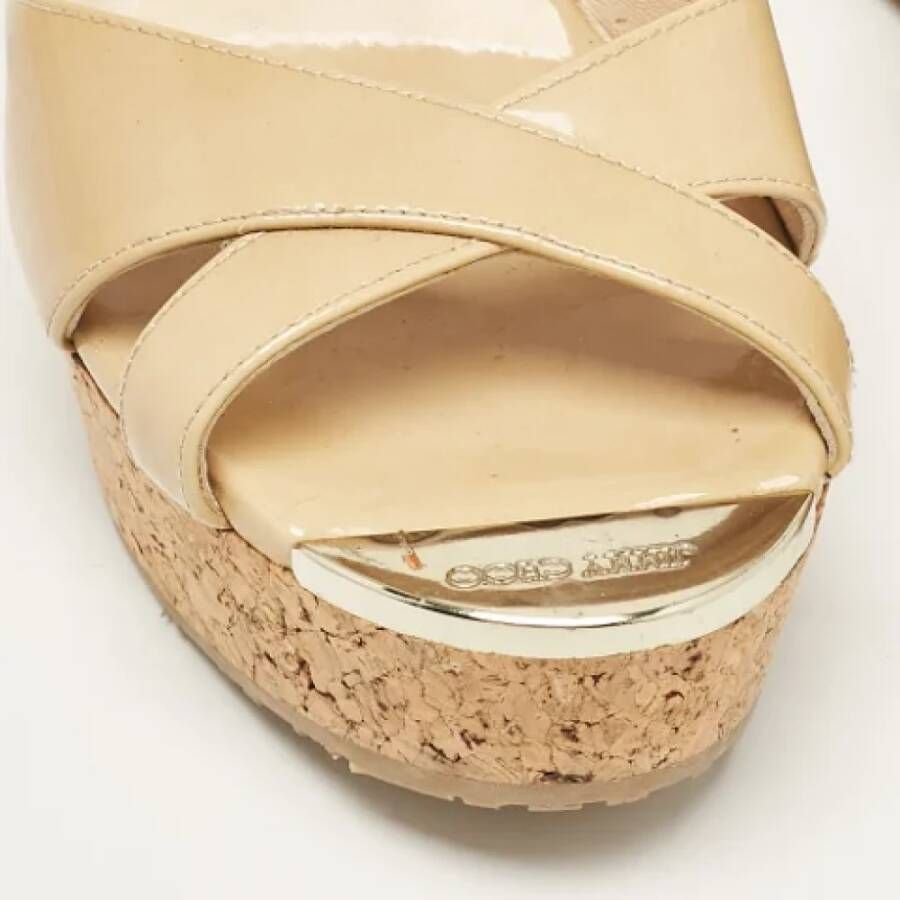 Jimmy Choo Pre-owned Leather sandals Beige Dames