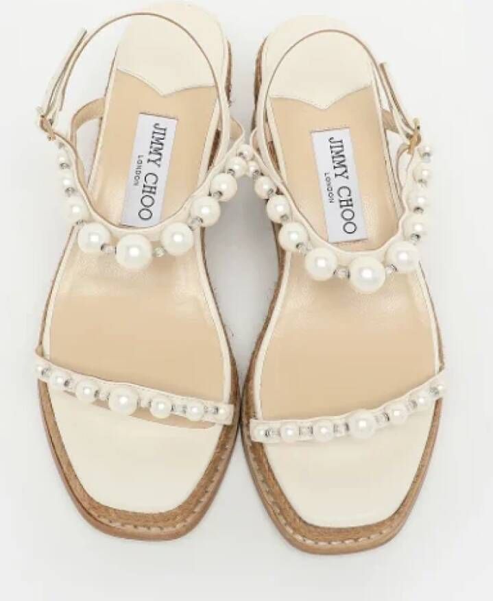 Jimmy Choo Pre-owned Leather sandals Beige Dames