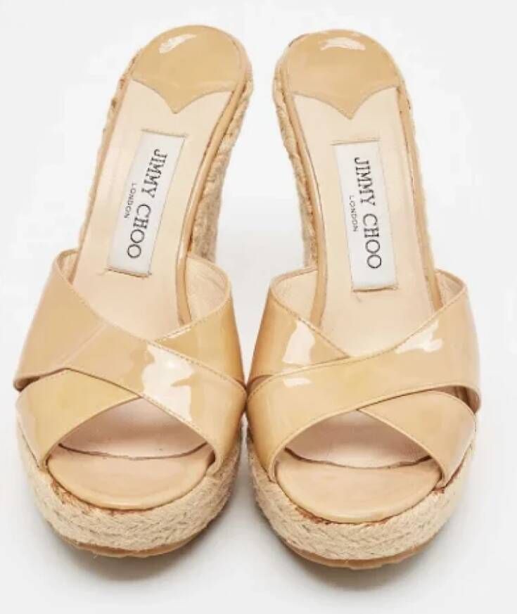 Jimmy Choo Pre-owned Leather sandals Beige Dames