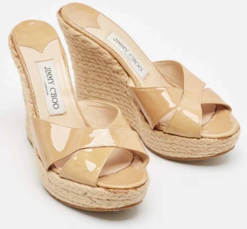 Jimmy Choo Pre-owned Leather sandals Beige Dames