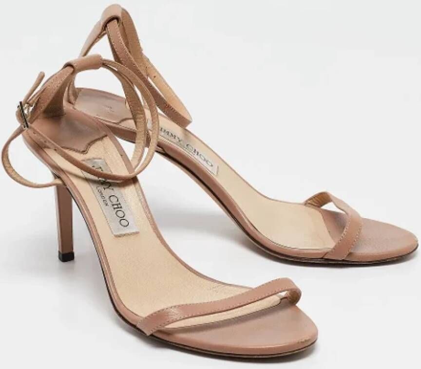 Jimmy Choo Pre-owned Leather sandals Beige Dames