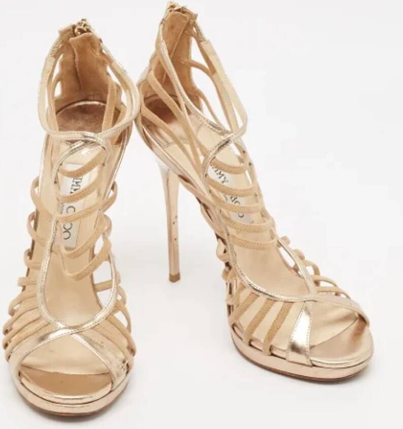 Jimmy Choo Pre-owned Leather sandals Beige Dames