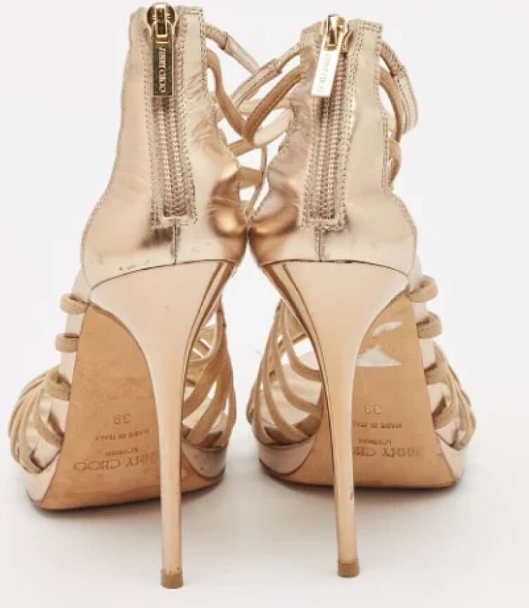 Jimmy Choo Pre-owned Leather sandals Beige Dames